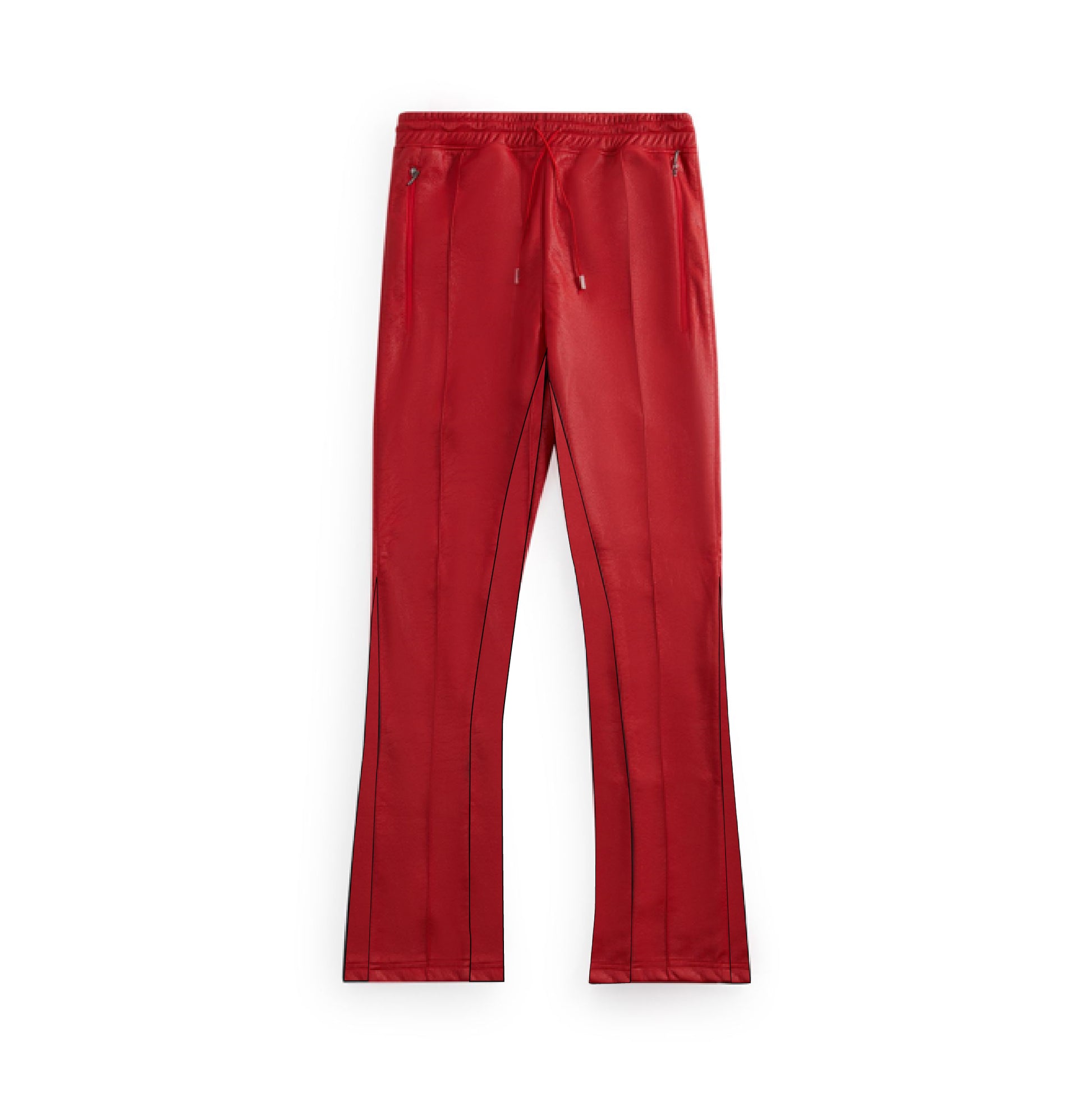 Leather Track Pants- Solid Red – realones.online